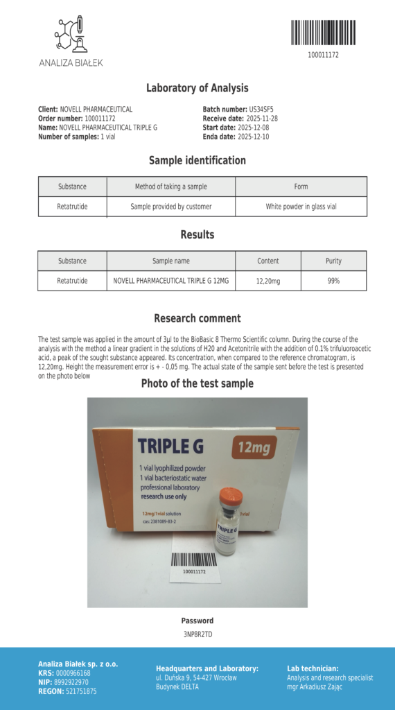 Retatrutide 12 mg HPLC_1 quality tests
